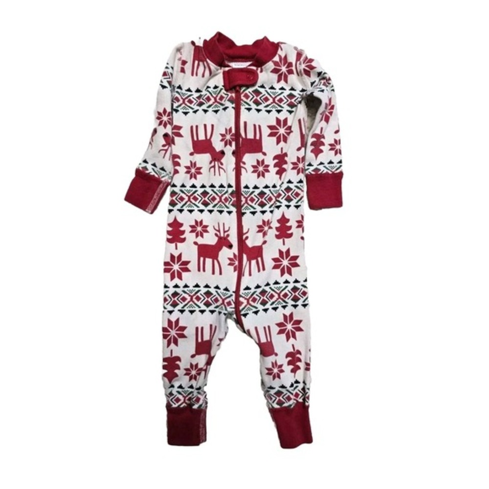 Hanna Andersson Organic Cotton Dear Deer Holiday Christmas Pj's Zip 1pc 6-12 M‎